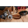Image 1 : Baskets, Painted Wooden Box, Bottles, and Friut Tablecloth Weights