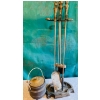 Image 1 : Vintage Cast Iron Fireplace tool collection with cast iron pot 