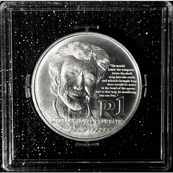 2011 PROTEA 1 South African Rand, Prof. John Maxwell Coetzee - 92.5% Sterling Silver Coin - #2