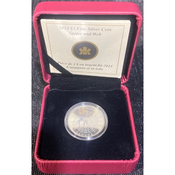 2014 $3 Spider and Web Fine Silver Coin 7.96 Grams