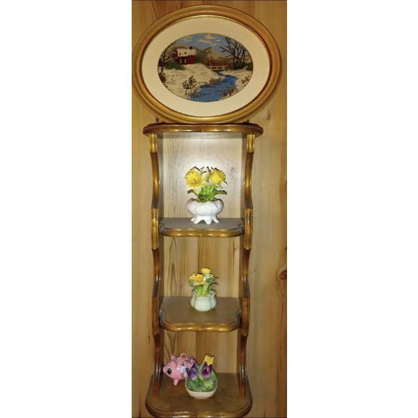 Radnor, Adderley, & Coalport Bone China Floral Collection w/piggy Bank & Small Trinket Wooden Shelf 