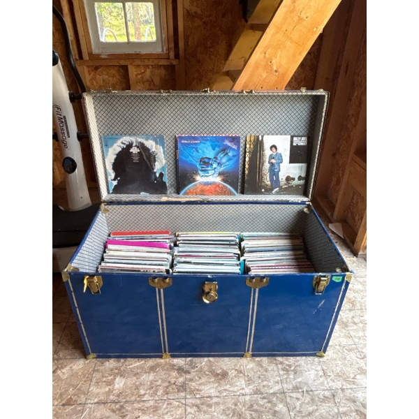 Amazing Collection Of Vinyl  Records In Shipping Trunk Approximately 200 in Total 