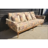 Image 3 : Teak Sofa w/ Jacquard Upholstery & Brass Embellished Legs  