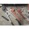 Image 2 : Assorted Hand Tool Collection - Bolt Cutters Pipe Wrench' Dewalt 20V Charger & More