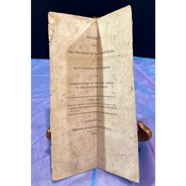 Written Record of  President James Madison's Message to Both Houses of Congress  May 23,1809