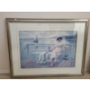 Image 1 : Print of Woman Sitting Lakeside, Artist: Paul Fischer, Framed Under Glass 38 X 29.5