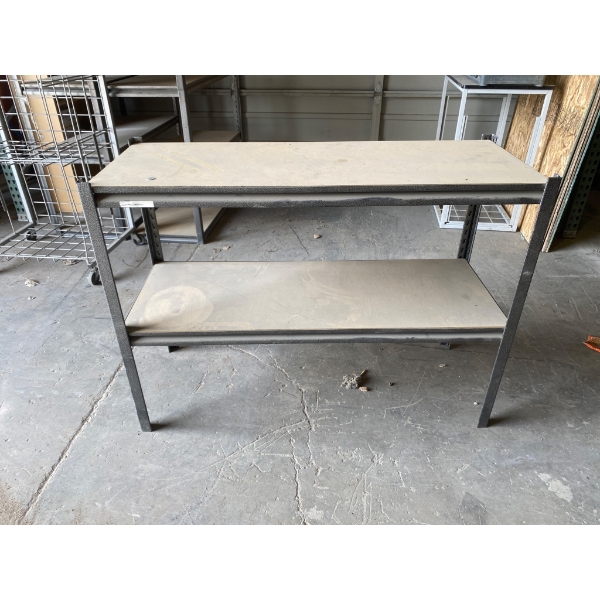 Two-Tier Steel Frame Shelving Unit With Particle Board Shelves