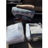 Image 1 : queen duvet and assorted blankets with storage bin