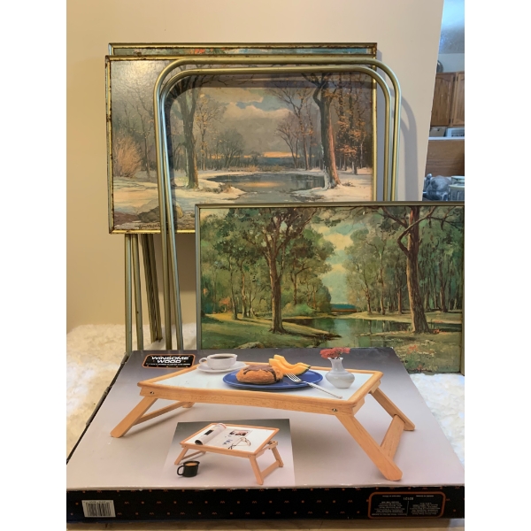 70s TV Dinner Trays and Bonus Wooden Serving Tray