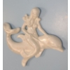 Image 2 : Pair of Ceramic Wall Decor Opalescent Mermaids Riding Dolphins 12 W, 11 T