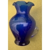 Image 3 : Vintage Large Double Handled Cobalt Vase with a Small Cobalt Glass Flower Vase 