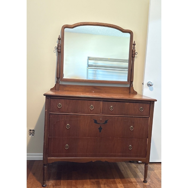 Lovely Wooden Dresser w/ Mirror - 44W, 23D, 68T 