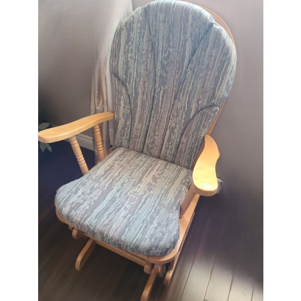 Wooden Glider Chair w/ Abstract Pattern 21 W, 25 D, 40 T 