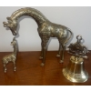 Image 1 : Brass Giraffes  Momma & Baby ++ Brass Bell  8"tallest Giraffe  