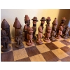Image 2 : African hand carved chest set with all pieces and Nigerian handmade wood AYO games board .