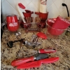 Image 1 : Fondue For Two & Assorted Fire Engine Red Colored Kitchen Accessories 