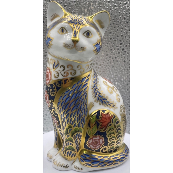 Gorgeous English Royal Crown Derby Bone China Fireside Cat Excl. Peter Jones, x/950 - 5.5In Tall