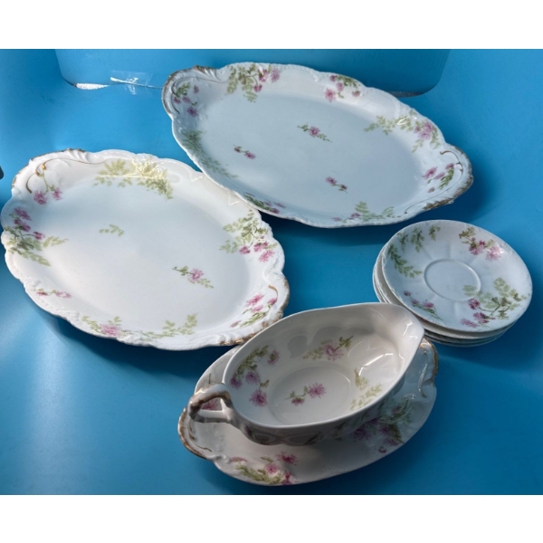 Theodore Haviland Limoges France China Set - Plates, Gravy Boat , Serving Tray 