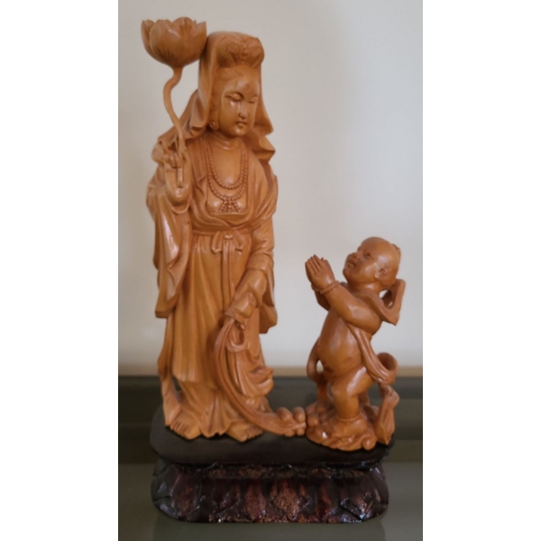 Hand Carved Boxwood Statue - 6W, 10T