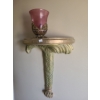 Image 2 : Plaster Wall Sconce 16 W, 20 T w/ Decorative Pink Glass Vase