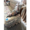 Image 3 : vintage style floral sofa 79” L x 33w with wooden accents on the arm & base with the matching chair