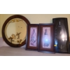 Image 1 : Bird Faux Stained Glass Mirror 19" Diameter, Wine Pictures 7.5 X 13.5, Seiko Plastic Clock 7 X 17