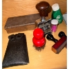 Image 3 : Vintage Stationary Assortment - Stamps Ink Pads Magnifying Glass & More 