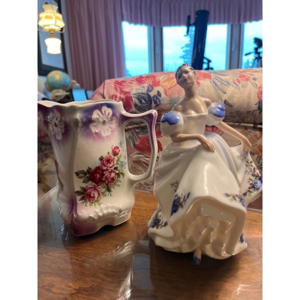 vintage porcelain milf jug made in Germany and a Royal Dalton Beatrice doll HN 3263 