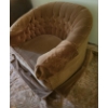 Image 3 : Tufted Upholstery- Chair 37 W, 34 D, 23 T- Foot Base Broken 