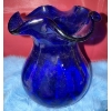 Image 3 : Hand Blown Cobalt Blue Vase 6T w/ Genuine Rabbit Fur Pelt Mini Violin & More
