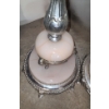 Image 4 : Vintage Floor Base Ashtray 29 T and Matching Tall Lamp 62 T w/ Frosted Glass/ Roses Light Shade 