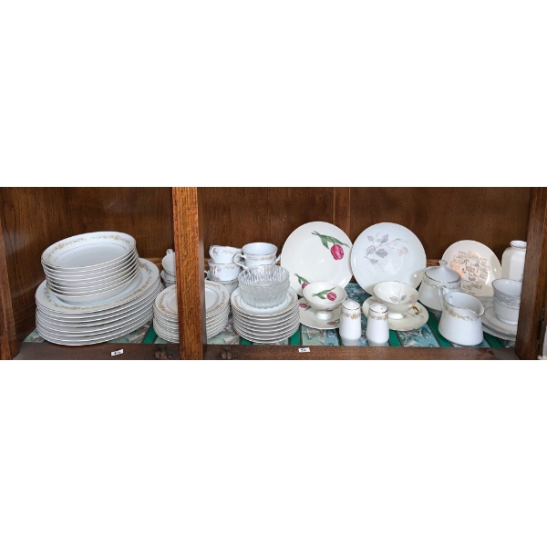 Narumi Fine China Serving Set For 8 Made in Japan w/ Assorted Japanese Glassware