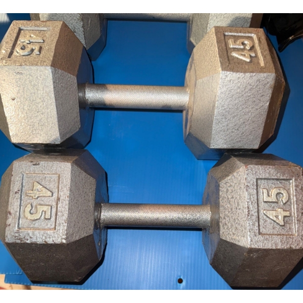 45lbs Cast Iron Hex Dumbbels/Weights To Build Muscle & Strength