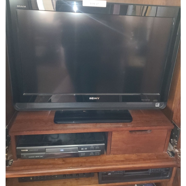 Sony TV, Toshiba DVD Player, Kenwood Multi Compact Disc Player, & Nad Stereo Amplifier