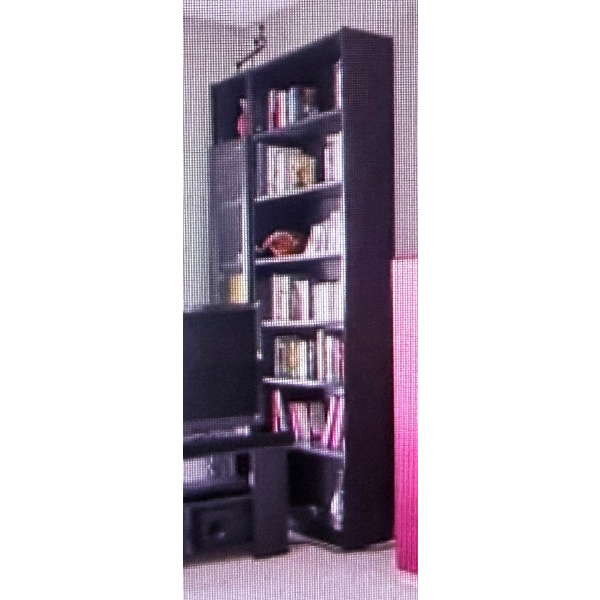 Black Wooden Bookcase Set with Glass Door and Open Shelves