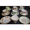 Image 1 : Bone China Teacups and Saucers, Floral Designs, 9 Sets