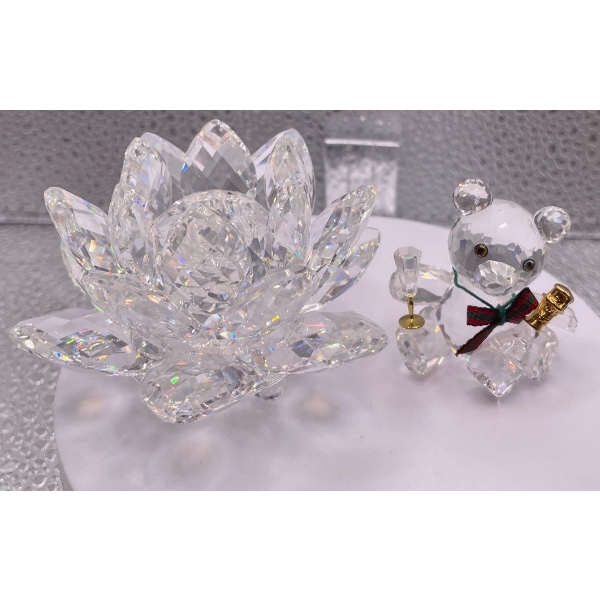 Swarovski Waterlily and Festive Bear