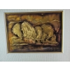 Image 3 : Framed Metallic Art Pieces Feature Wildlife Designs Including Bison And Moose 16''*13'' INCHES.