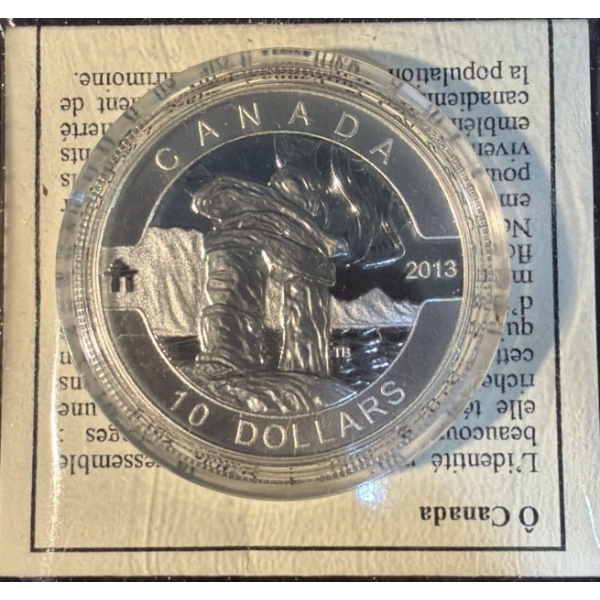 2013 $10 The Inukshuk Fine Silver Coin 15.87 Grams
