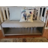 Image 3 : Modern Elegance - Microfiber Bench 52x19x19 w/ Elephant Rug 3x5 & Decorative Throw Pillows  