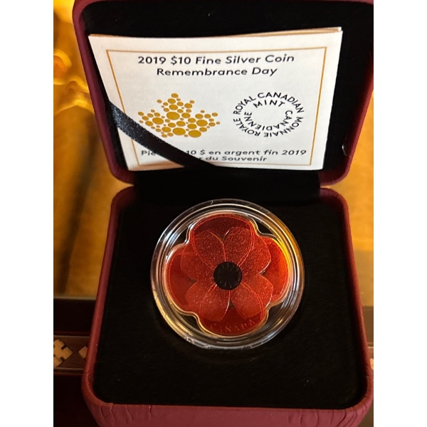 2019 $10 Remembrance Day - Pure Silver Coin