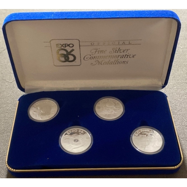  Official Expo 86 Fine Silver Commemorative Medallions 2 Troy Ounces of .999 Fine Silver