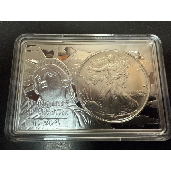 1994 3 Troy Ounce USA Special Limited Anniversary Coin & Bar United States Mint 5000 Mintage
