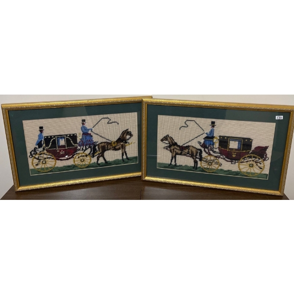 Needlepoint Horse & Carriage 20 x 13