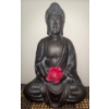 Image 3 : Decorative Buddah Statue w/ Framed Wall Mirror 26x22 & Patterned Rattan Table Runner 