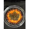 Image 2 : BURNING MAPLE LEAF – 2016 1 OZ $5 9999FINE SILVER COIN – RUTHENIUM FINISH AND 24K GOLD GILDING