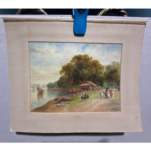 M.T. Hla Original Village Scene 9.75Wx8H