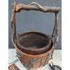 Image 2 : Rustic Decor Lot Featuring Wooden Basket, Metal Sign, and Hardware