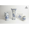 Image 1 :  10 IN H Delft Vase ,  And Several pieces of Delftware