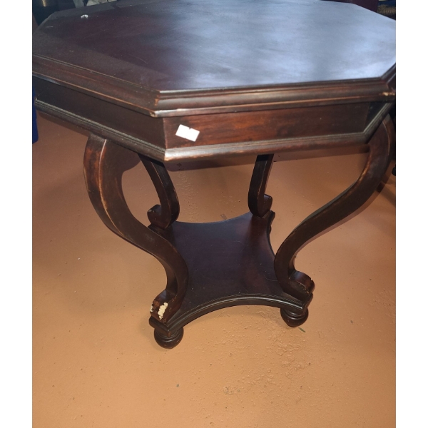 Bombay Company Wooden Side Table with Scroll Motif Legs 25 T, 24 W (2nd)